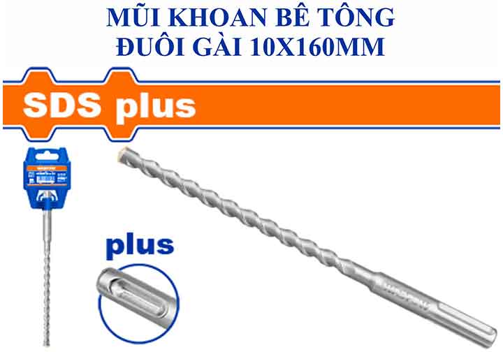 10x160mm Mũi khoan bê tông đuôi gài SDS Wadfow WHD1207