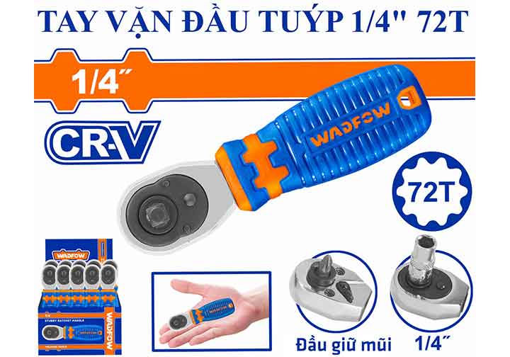 1/4" Cần siết đầu tuýp 72 răng Wadfow WRW2J14