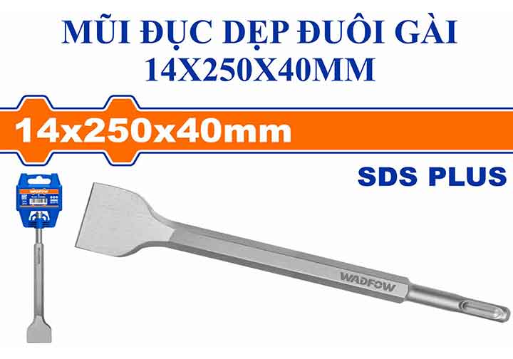 14x250x40mm Mũi đục dẹp đuôi gài SDS Wadfow WGZ1203