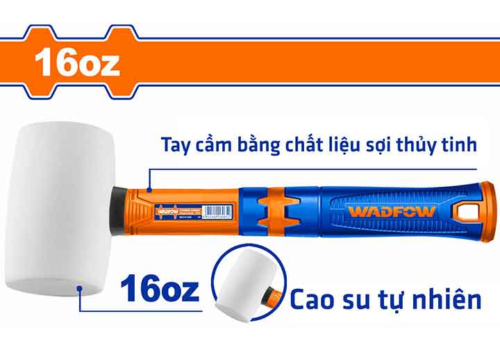 16Oz (450g) Búa cao su trắng mềm cán nhựa Wadfow WHM7304