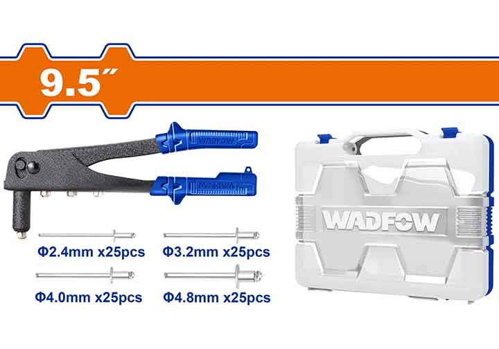 2.4, 3.2, 4, 4.8mm Bộ kìm rút đinh rivet kèm đinh Wadfow WHR1909