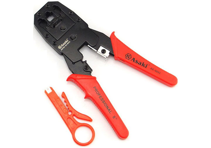 200mm Kìm bấm đầu cáp mạng RJ45, RJ11 và RJ22 Asaki AK-9003
