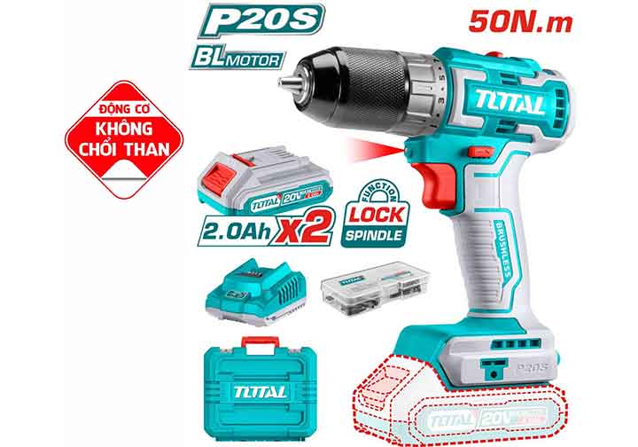 20V Máy khoan vặn vít dùng pin (không chổi than) Total TDLI20508