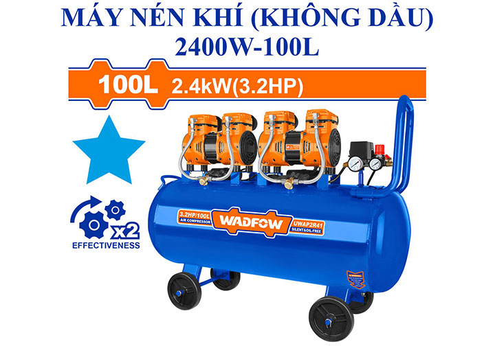 2400W (3.2HP) Máy nén khí không dầu 100 lít Wadfow WAP2R41