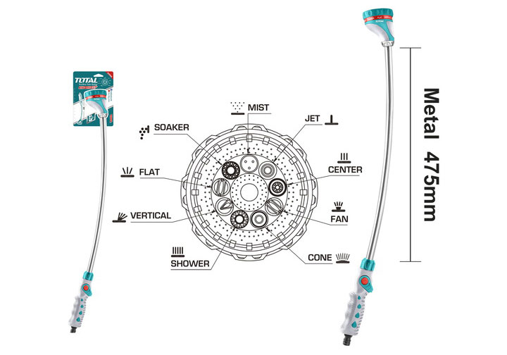 28" Đầu phun tưới nước nhiều chế độ Total THWW092