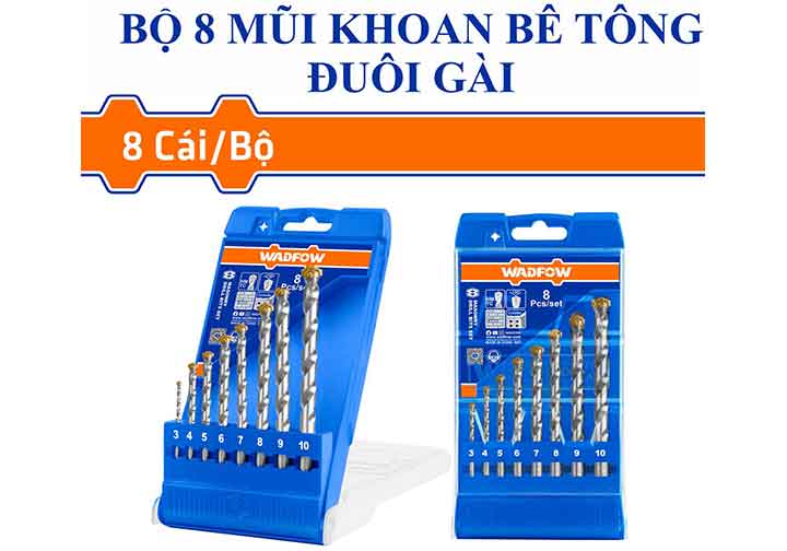 3-10mm Bộ mũi khoan bê tông đuôi gài SDS Wadfow WMJ6B08