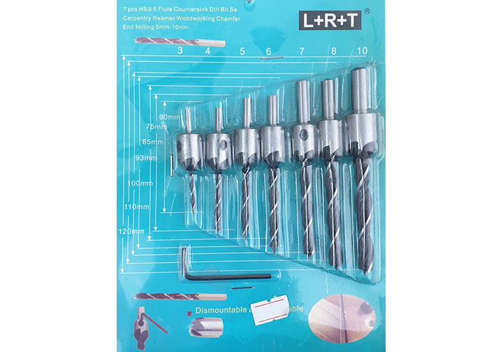 3-10mm Bộ mũi khoan gỗ đuôi tròn 7 chi tiết L+R+T