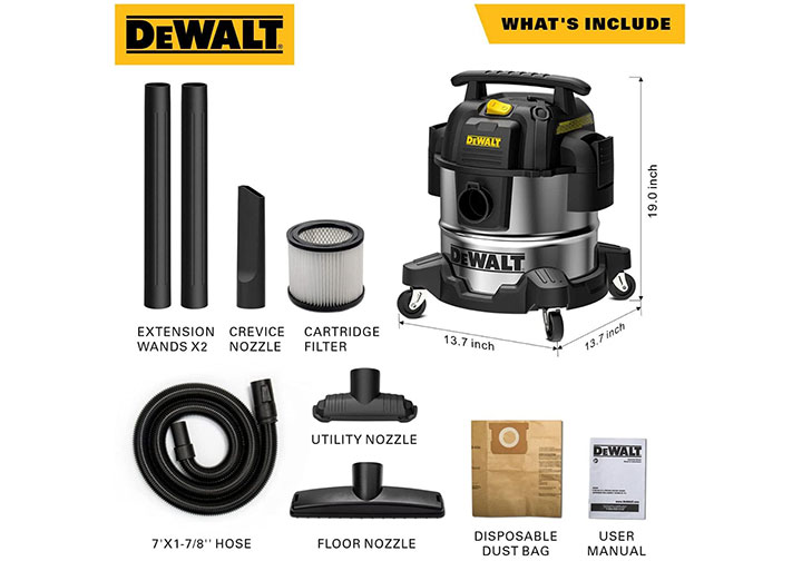 3000W Máy hút bụi 3 chức năng (Khô, Ướt, Thổi) Dewalt DXV25S