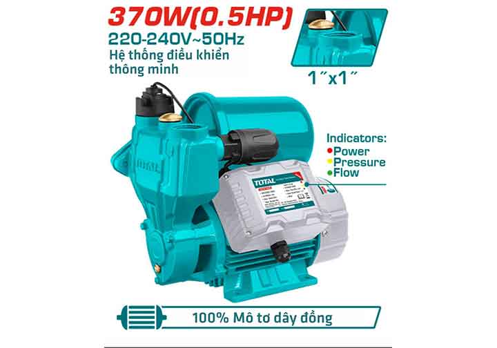 370W (0.5HP) Máy bơm nước tăng áp Total TWP113706