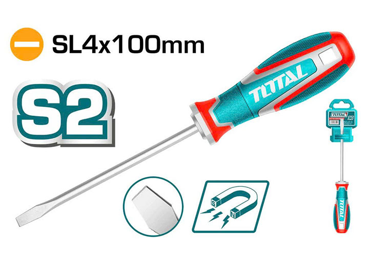 4x100mm Tuốc nơ vít dẹp Total TSDSL4100