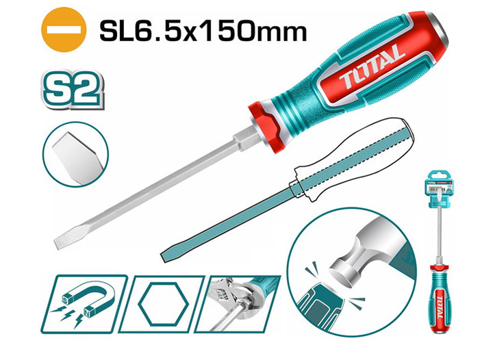 6.5x150mm Tuốc nơ vít dẹp đóng Total TGTSL6150