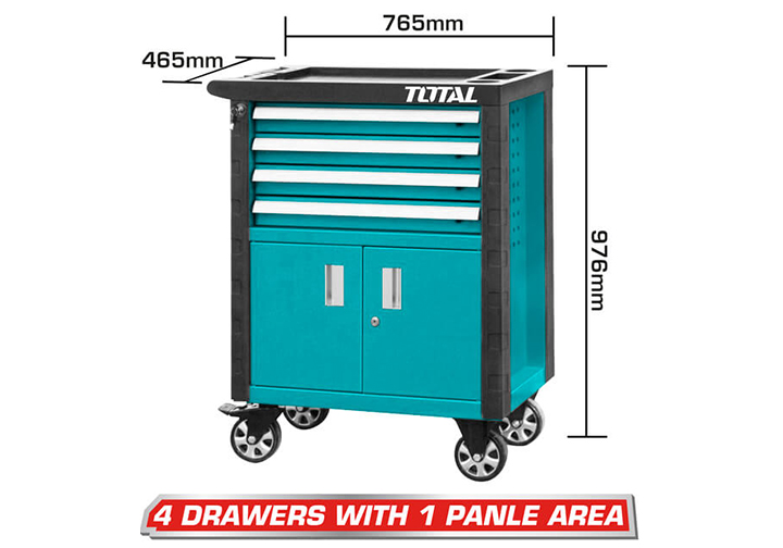 765x465x812mm Tủ đựng đồ nghề 4 ngăn có bánh xe Total THRC01041