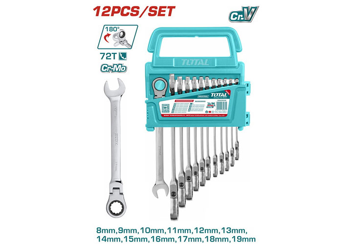 8-19mm Bộ cờ lê vòng miệng tự động lắc léo 12 chi tiết Total THT102RK5126