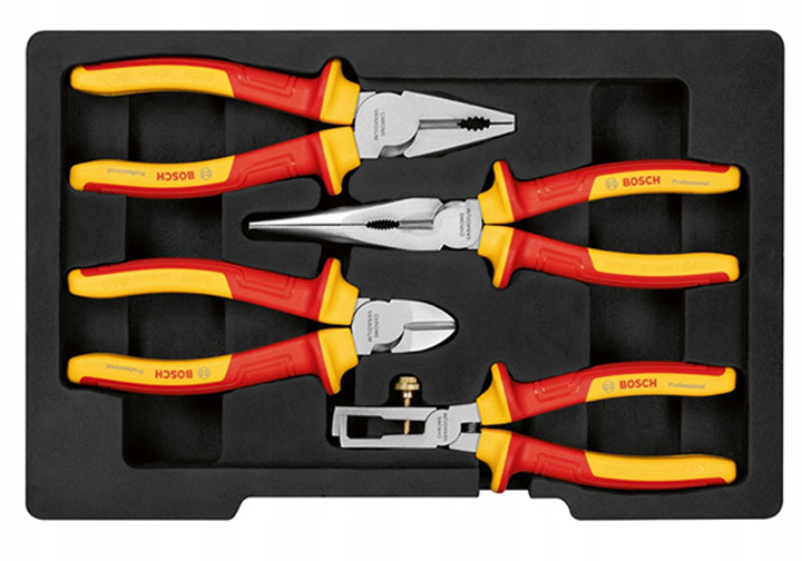 Bộ kìm cách điện 1000v 4 chi tiết Bosch 1600A02NG1