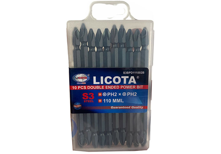 PH2x110mm Bộ mũi vít bake 2 đầu 10 chi tiết Licota S3BPD111002B