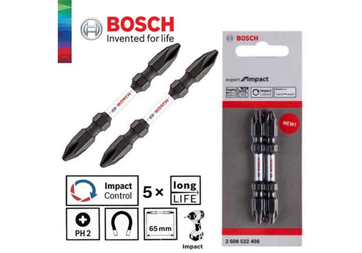 PH2x65mm Bộ mũi vặn vít bake hai đầu 2 chi tiết Bosch 2608522408